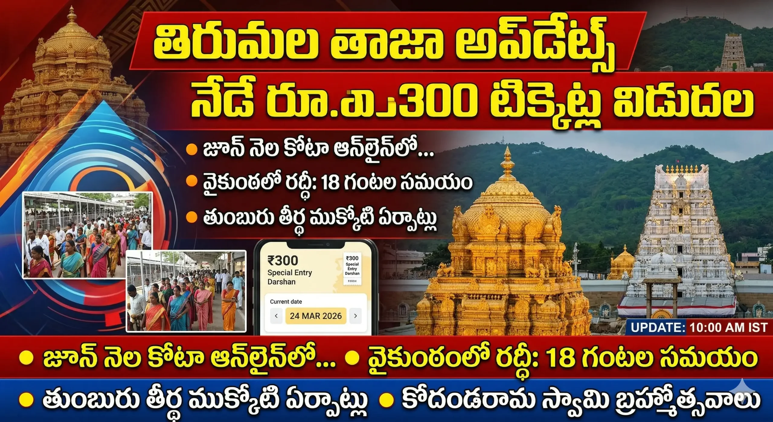 Tirumala Latest News నేడు రూ.300 టిక్కెట్ల విడుదల