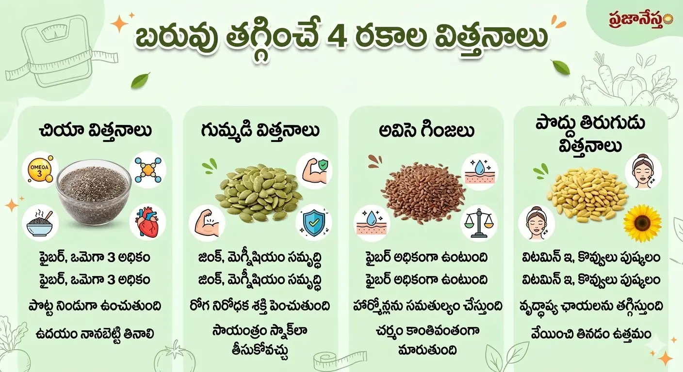 Weight Loss Tips బరువు తగ్గాలా ఈ 4 రకాల విత్తనాలతో