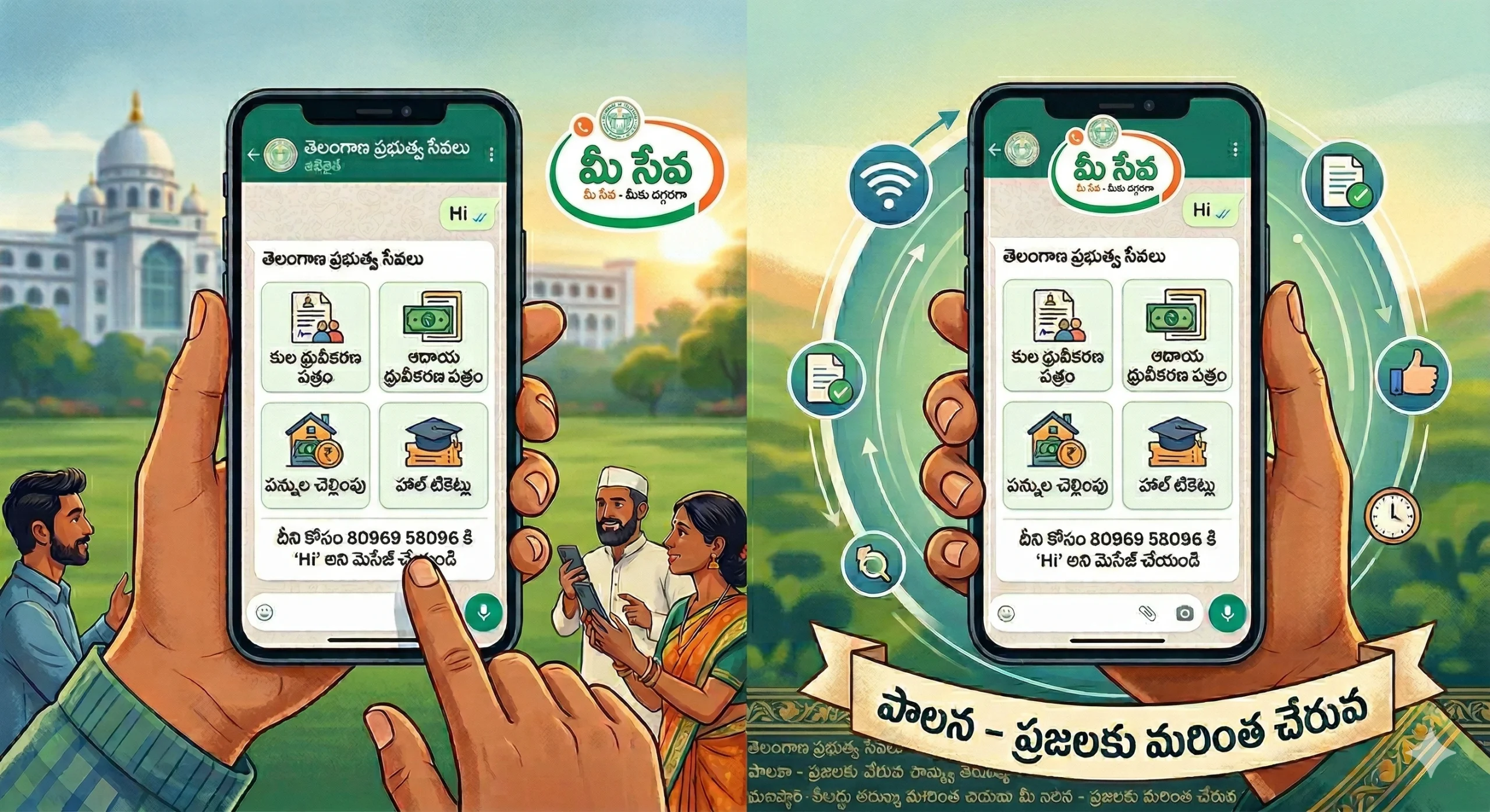 Telangana Govt WhatsApp Chatbot ఇక ఒక్క వాట్సాప్ మెసేజ్‌తో మీసేవ సేవలు